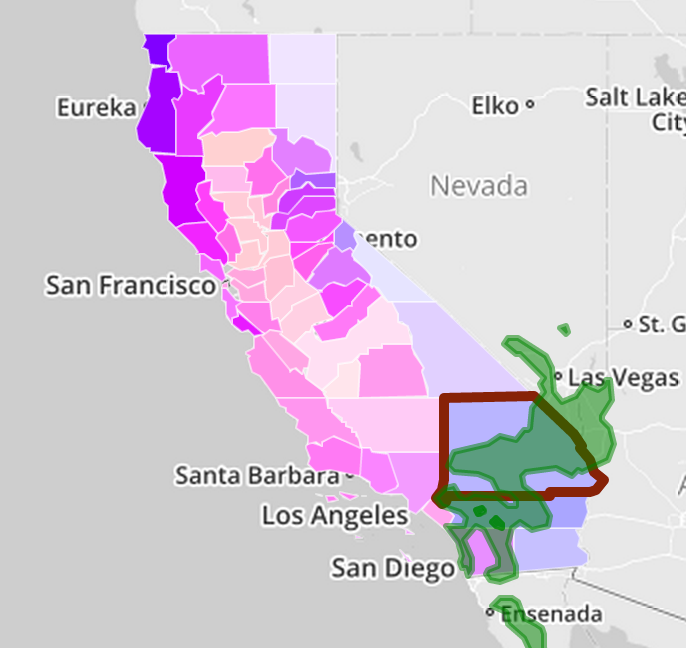 counties California with Mohave yucca