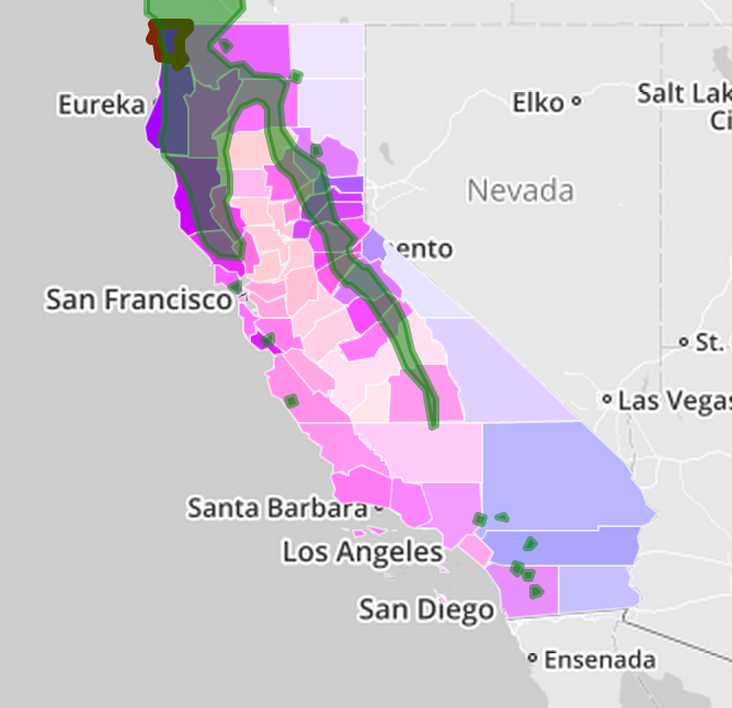 counties California with Pacific dogwood