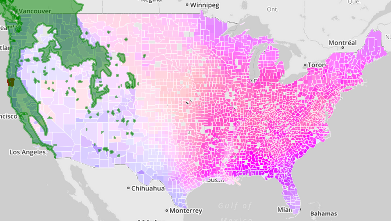 counties with Pacific willow